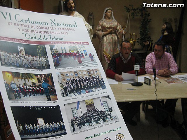 El VI Certamen Nacional de Bandas de Cornetas y Tambores y Agrupaciones Musicales Ciudad de Totana tendrá lugar el próximo sábado 17 de marzo, Foto 1