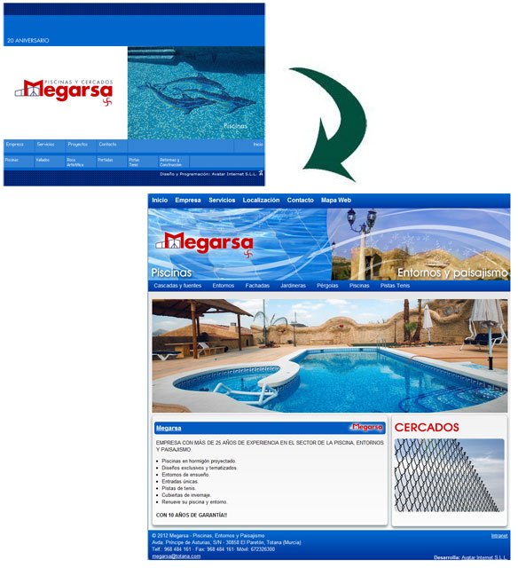 La antigua página de piscinasmegarsa.com es ahora una nueva web completamente administrable, Foto 2