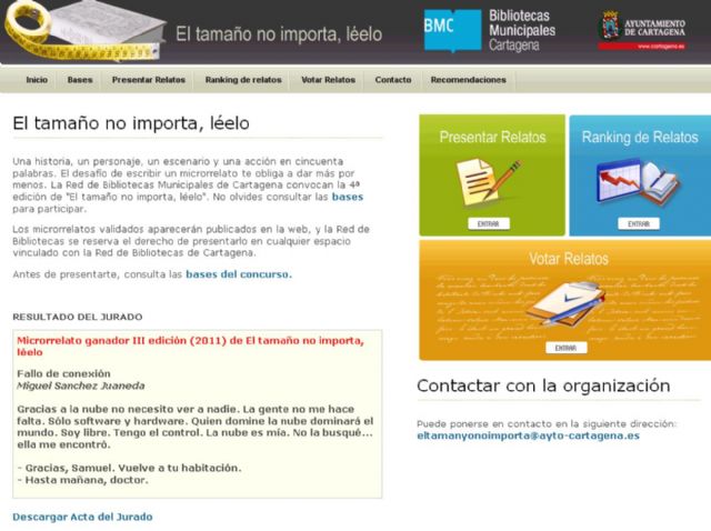 Empiezan las votaciones en internet del concurso de mircorrelatos El Tamaño No Importa, Léelo - 1, Foto 1