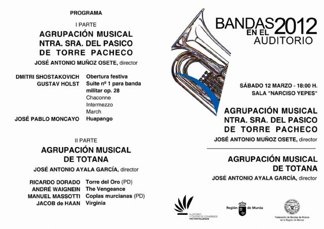 La Agrupación Musical de Totana actuará el próximo sábado 12 de mayo en el auditorio Víctor Villegas de Murcia, Foto 1