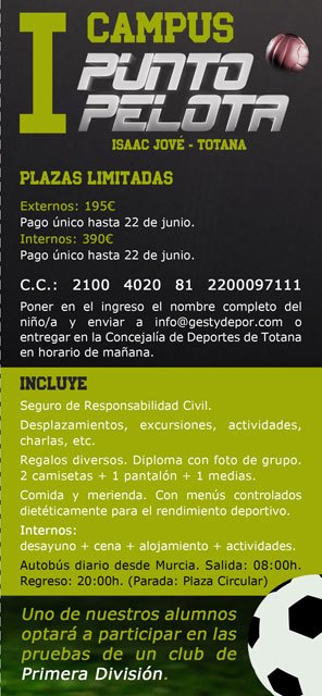 Totana acogerá el I Campus Punto Pelota del 25 al 30 de junio, Foto 2
