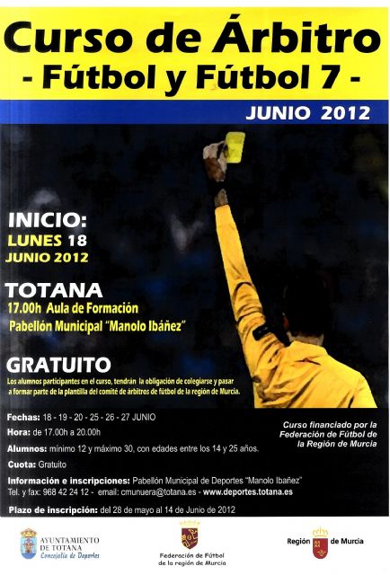 La concejalía de Deportes y la Federación Murciana de Fútbol organizan un curso para la formación de árbitros de fútbol y fútbol 7, Foto 1