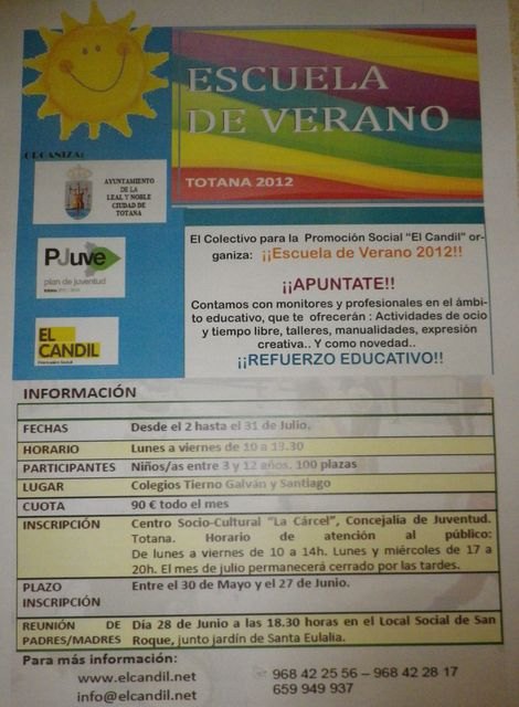 La concejalía de Juventud pone en marcha para el mes de julio la Escuela de Verano 2012, Foto 2
