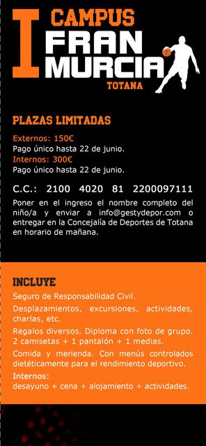 Totana acogerá el I Campus Fran Murcia del 25 al 30 de junio, Foto 2