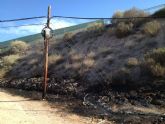 Se extingue un incendio de matorral en el camino de los Huertos Nuevos, en direccin al Polgono Industrial