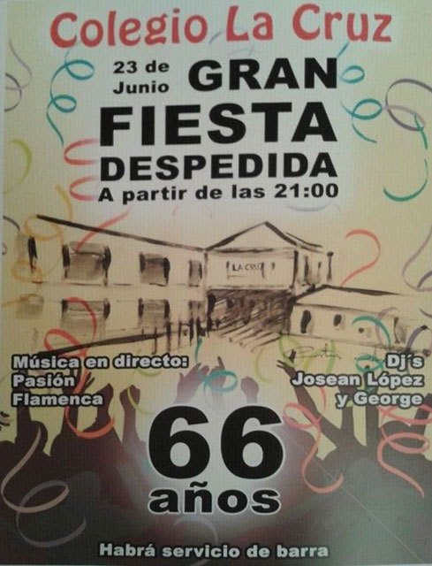 El C.E.I.P La Cruz celebra este sábado 23 una gran fiesta de despedida, a partir de las 21:00 horas, Foto 1