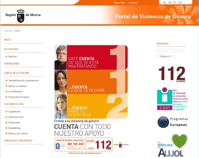 Una página web ofrece a las víctimas de violencia de género información sobre los recursos asistenciales de la Región - 1, Foto 1