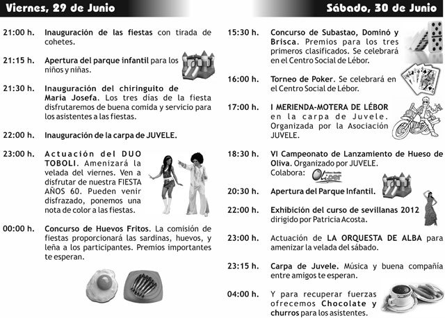Actuaciones musicales, concursos, actividades deportivas e infantiles copan este fin de semana el programa de fiestas de la pedanía de Lébor, Foto 2