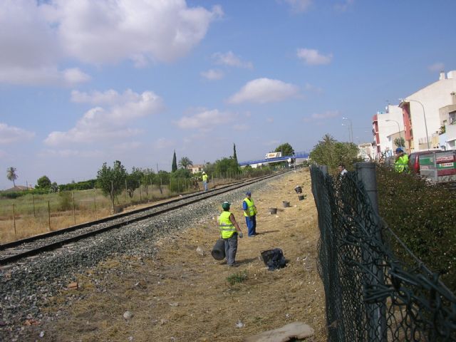 Se logra que ADIF acceda a la limpieza de maleza en los laterales de la va del tren a su paso por Alhama, Foto 1