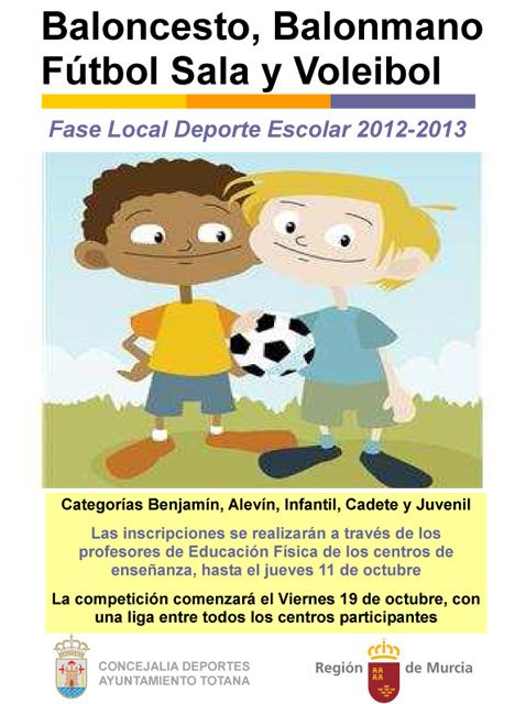 El programa Deporte Escolar se oferta para el curso 2012/13 en los centros de enseñanza en un total de once disciplinas deportivas, Foto 1
