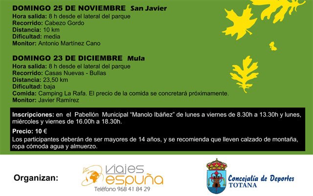 La concejalia de Deportes y Viajes Espuña presentan un nuevo programa de senderismo - 2, Foto 2