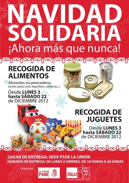 El PSOE y Juventudes Socialistas de La Unión inician una campaña solidaria de recogida de alimentos y juguetes - 2, Foto 2