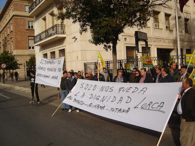 150 agricultores de Totana participan en una concentración frente a la Delegación del Gobierno de Murcia, Foto 2