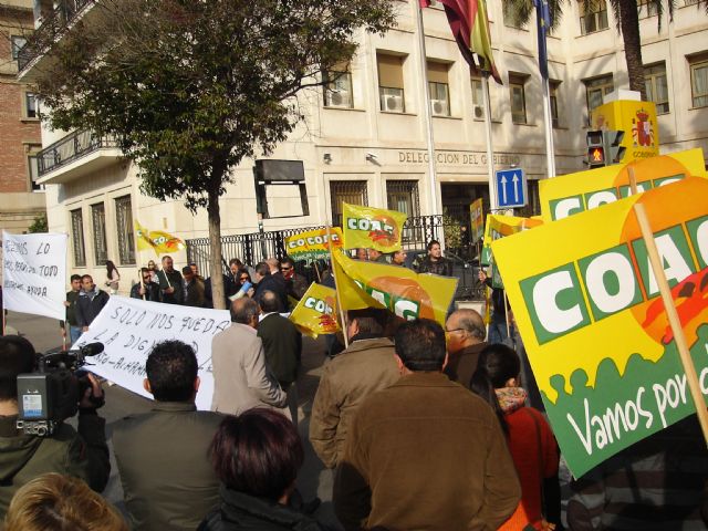 150 agricultores de Totana participan en una concentración frente a la Delegación del Gobierno de Murcia, Foto 3