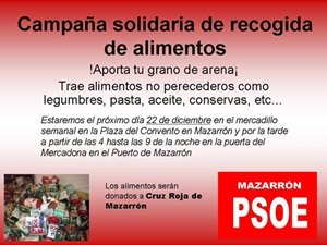 La Agrupacin Socialista de Mazarrn organiza una recogida solidaria de alimentos, Foto 1