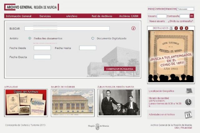 La nueva web del Archivo General de la Región de Murcia permitirá consultar documentos de los siglos XII al XX - 1, Foto 1