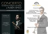 Rubén Simeo estará en Cehegín para actuar en un concierto con la Sociedad Musical de Cehegín