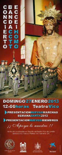 La Cofradía del Rollo inicia sus actos del año 2013 con el concierto de la Banda de CCTT Ecce-Homo de Jumilla - 1, Foto 1