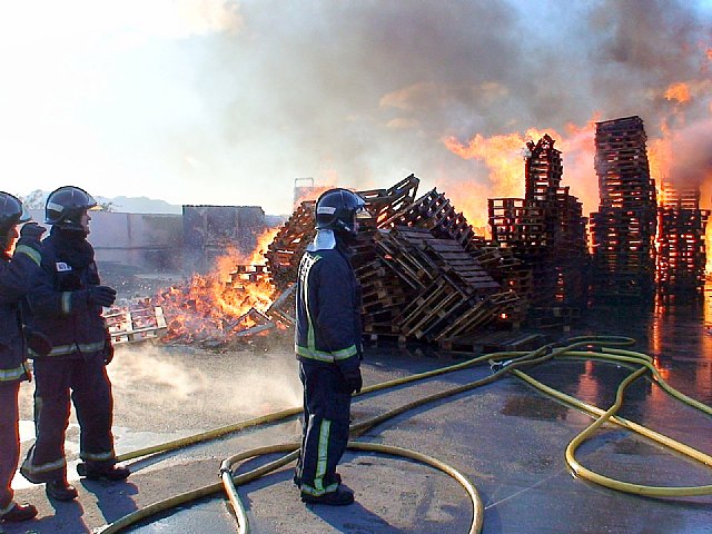 Bomberos del CEIS controlan un incendio declarado en una fábrica de palets en Fortuna - 1, Foto 1