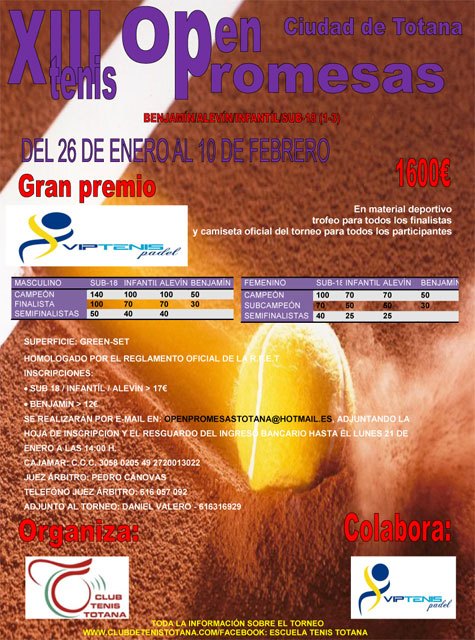 En marcha el XIII Open Promesas de Tenis Ciudad de Totana, Gran Premio Vip Tenis - 2, Foto 2