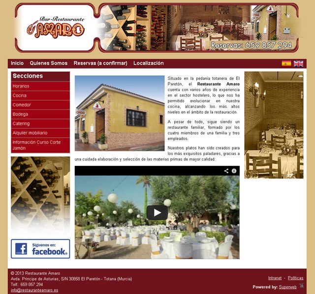 Restaurante Amaro cambia su antigua pgina web a una 
