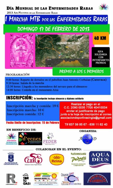 Caravaca celebra este domingo la I marcha MTB por las Enfermedades Raras - 1, Foto 1