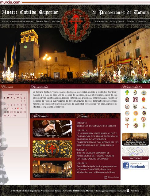 La web de la Semana Santa de Totana, desarrollada por Totana.com, finalista en los premios web de La Verdad, Foto 1