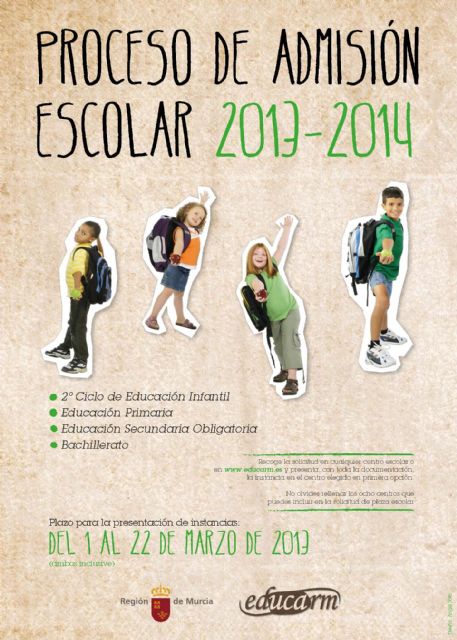 Del 1 al 22 de marzo estar abierto el proceso de admisin de alumnos de segundo ciclo de Educacin Infantil, Educacin Primara, Educacin Secundaria y Bachillerato, Foto 1