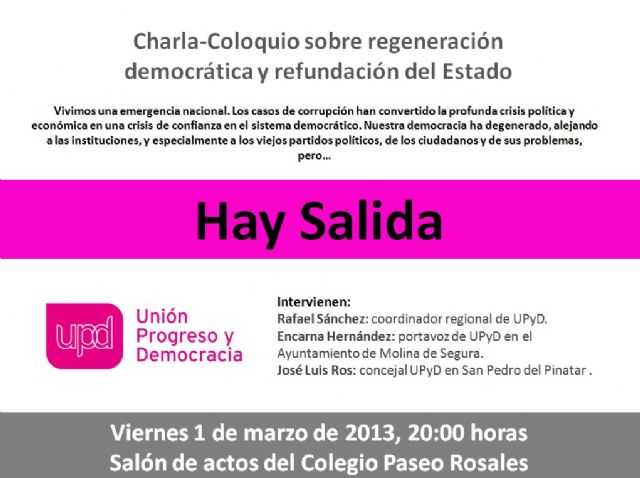 Charla-Coloquio en Molina de Segura sobre Regeneración de la Democracia y la Refundación del Estado - 1, Foto 1