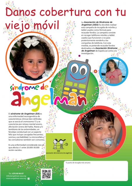 Servicios Sociales recuerda que continúa la recogida de teléfonos móviles para ayudar a los afectados por el Síndrome de Angelman - 1, Foto 1