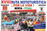 La XVIII ruta mototuristica ¡Por la vida! concluir este año en Totana