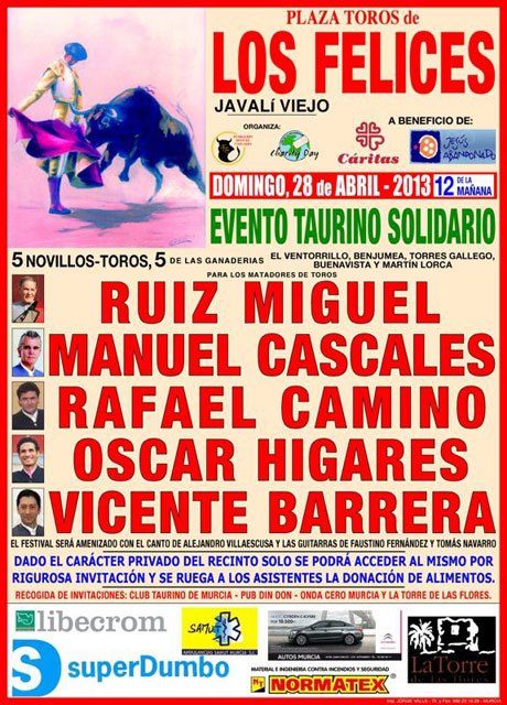 El evento taurino solidario en la Plaza de Toros de Los Felices tendrá lugar el próximo 1 de mayo a las 5 de la tarde - 1, Foto 1
