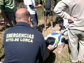 El Servicio Municipal de Emergencias asiste a un ciclista accidentado en el paraje de Villa Real (Purias)