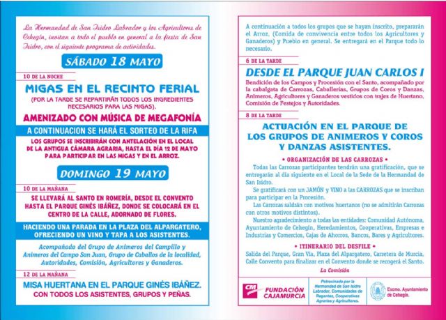 Los agricultores y huertanos tomarán las calles de Cehegín para festejar a San Isidro Labrador - 1, Foto 1