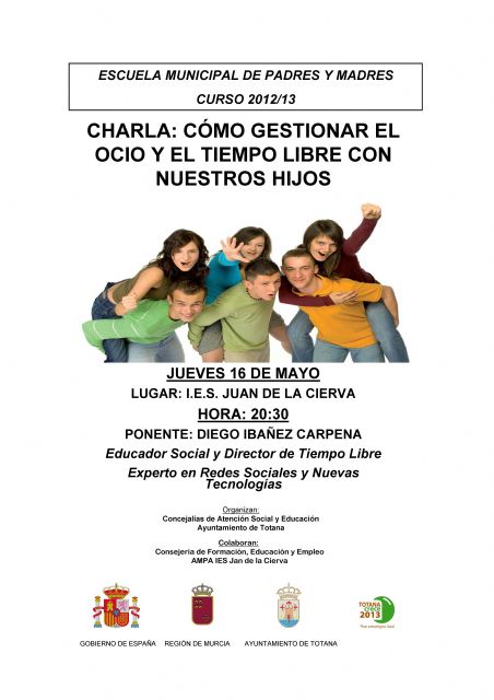 La charla Cómo gestionar el ocio y el tiempo libre con nuestros hijos, este jueves a las 20:30 en el ies juan de la cierva - 1, Foto 1