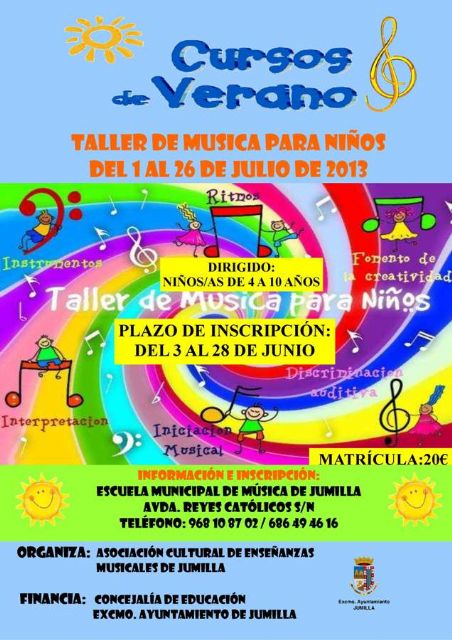 El Concejal de Educación informa de la celebración  de un Taller de Música este próximo mes de julio, dirigido a niños y niñas de 4 a 10 años - 1, Foto 1