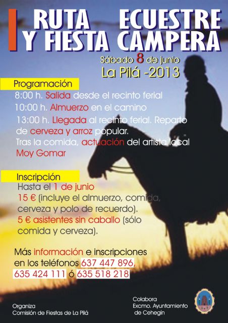 La Pilá celebra este sábado la I Ruta Ecuestre y Fiesta Campera dentro de los actos de sus fiestas patronales - 1, Foto 1
