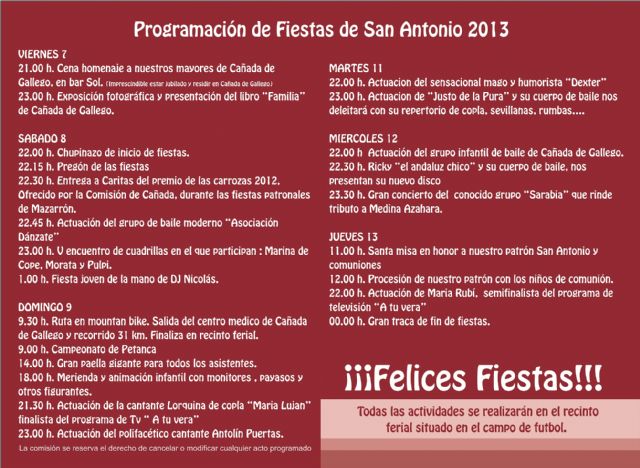 Este viernes 7 de junio comienzan las fiestas de San Antonio en Cañada de Gallego, Foto 2
