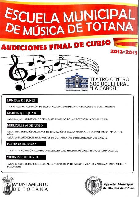 La Escuela Municipal de Música de Totana organiza seis audiciones de final del curso 2012/13 durante la próxima semana - 1, Foto 1