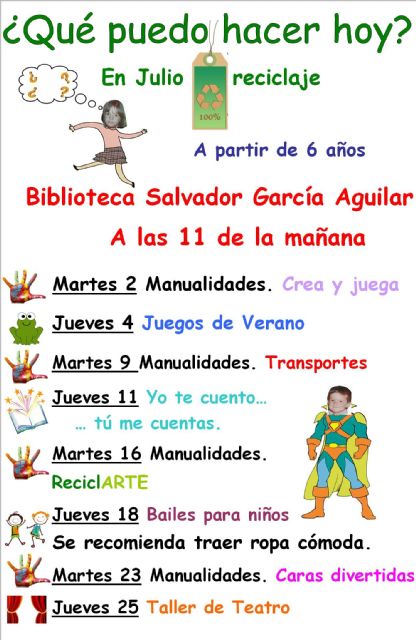 La Biblioteca Salvador García Aguilar de Molina de Segura programa actividades para niños los martes y jueves del mes de julio - 1, Foto 1