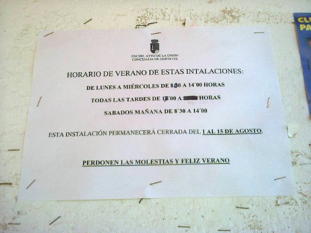 El PSOE de La Unión denuncia el cierre de instalaciones deportivas municipales en Julio y Agosto - 1, Foto 1