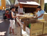 150 familias lorquinas se benefician del mercadillo municipal de libros de texto usados en su primer día de actividad