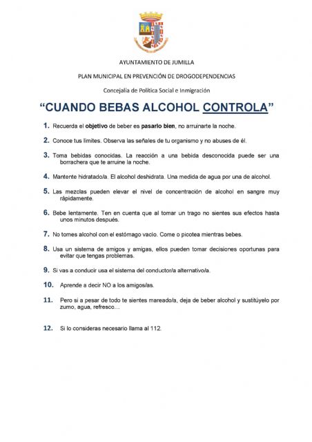 La Concejalía de Política Social lanza la campaña Cuando bebas alcohol, controla - 1, Foto 1
