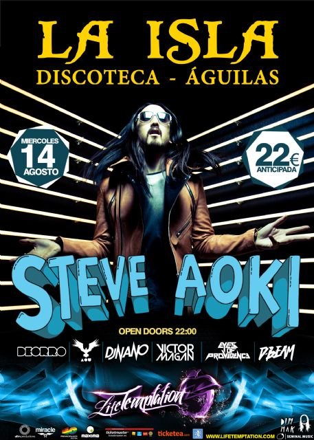 Steve Aoki aterriza el próximo 14 de agosto en la Discoteca La Isla en Águilas donde se presenta como el mayor festival de la temporada - 1, Foto 1