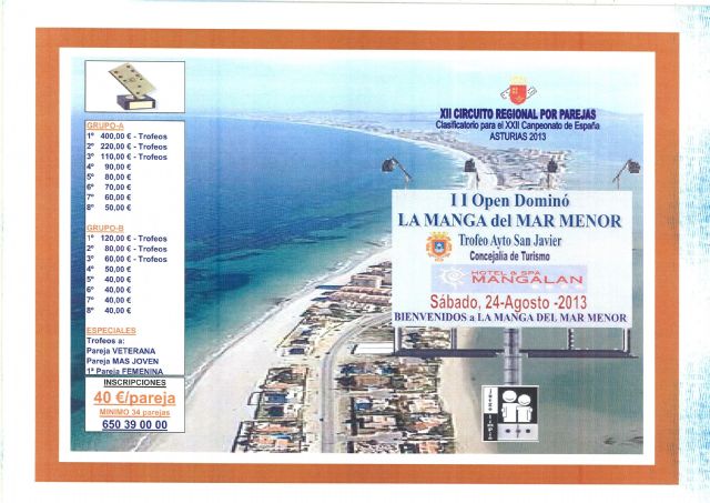 La Manga acoge el II Open Dominó Trofeo Ayuntamiento de San Javier el sábado 24 de agosto - 1, Foto 1