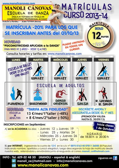 La Escuela de Danza Manoli Cánovas abre plazo de matrícula para el nuevo curso 2013-2014, Foto 1