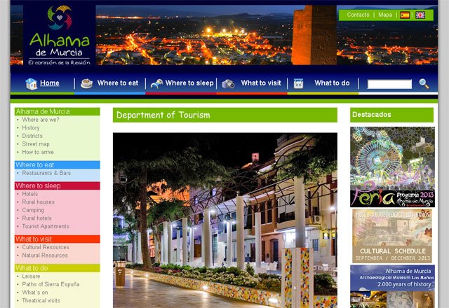 La web de Turismo de Alhama de Murcia, tambin en ingls, Foto 1