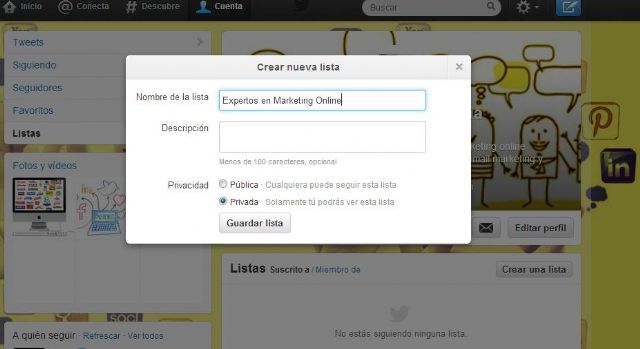 Twitter: Crea listas temticas para seguir a mucha gente sin perderte nada - 2
