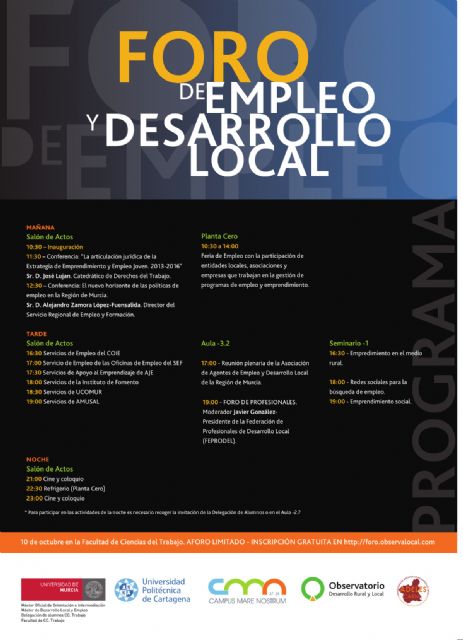 El Ayuntamiento de Jumilla participa mañana en el I Foro del Empleo y Desarrollo Local en Murcia - 2, Foto 2