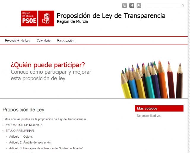 El PSOE abre una página web para que los ciudadanos hagan sus propias aportaciones a la futura Ley regional de Transparencia - 1, Foto 1
